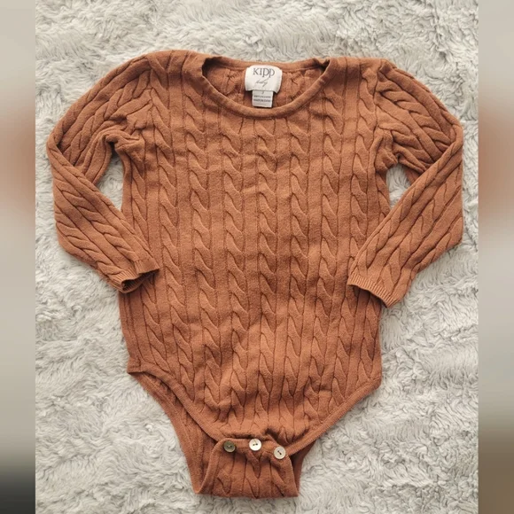 5 for $20 KIPP BABY Boutique Brown Cable Sweater Knit One-Piece Unisex Size 3M - Picture 1 of 4